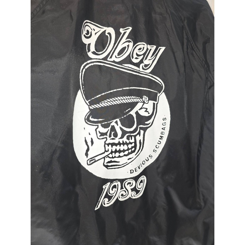 Obey Mens Devious Scumbags 1989 Coaches Jacket Black Windbreaker Skull Graphic M